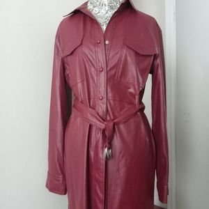 Faux leather red dress